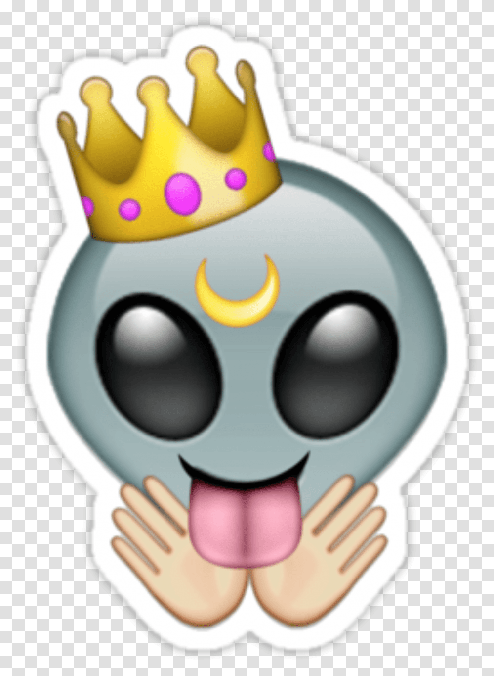 Emoji Crown Alien Moon Queenalien Am Queen Pillow Case Emoji, Head, Mouth, Lip, Face Transparent Png