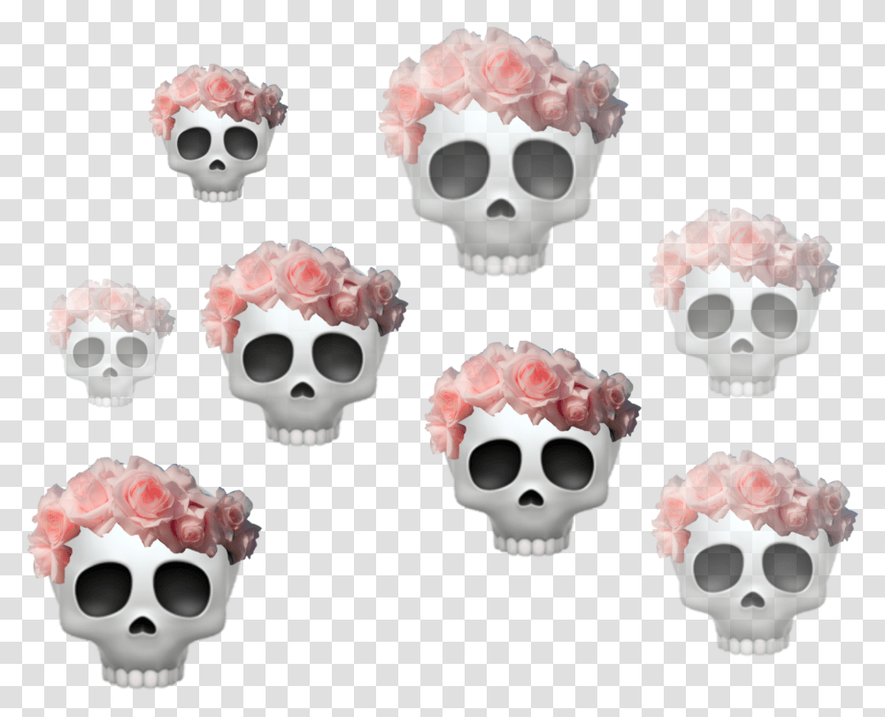 Emoji Crown Skeleton Skull Tumblr Heartcrown Roses Skulls, Hair, Mask, Head, Halloween Transparent Png