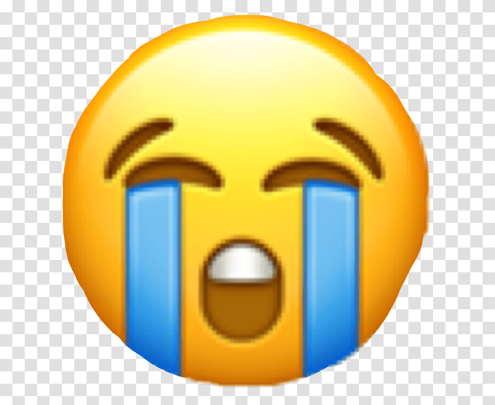 Emoji Crying Cryingemoji Sad Tears Freetoedit Sticker Emoji Iphone, Helmet, Apparel, Pac Man Transparent Png