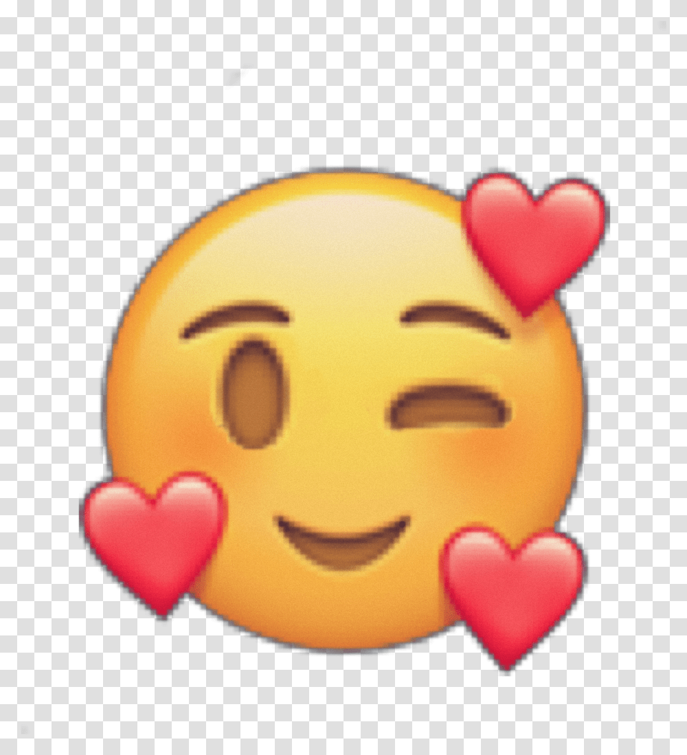 Emoji Customemoji Love Wink Hearts Soft Happy Smile Emoji With Hearts, Toy, Sweets, Food, Outdoors Transparent Png
