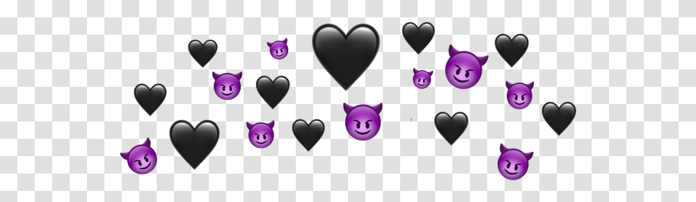 Emoji Devil Heart Blackheart Crown Crown Heart Photo Editor, Text Transparent Png
