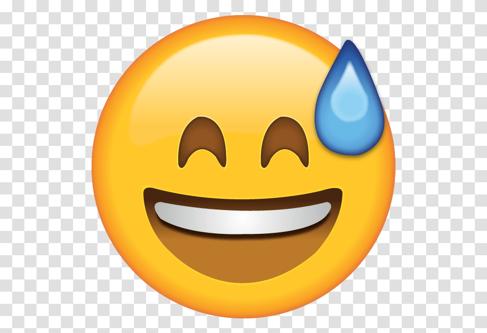 Emoji Download Smiling With Sweat Emoji Covent Garden, Cutlery, Bird, Animal, Food Transparent Png