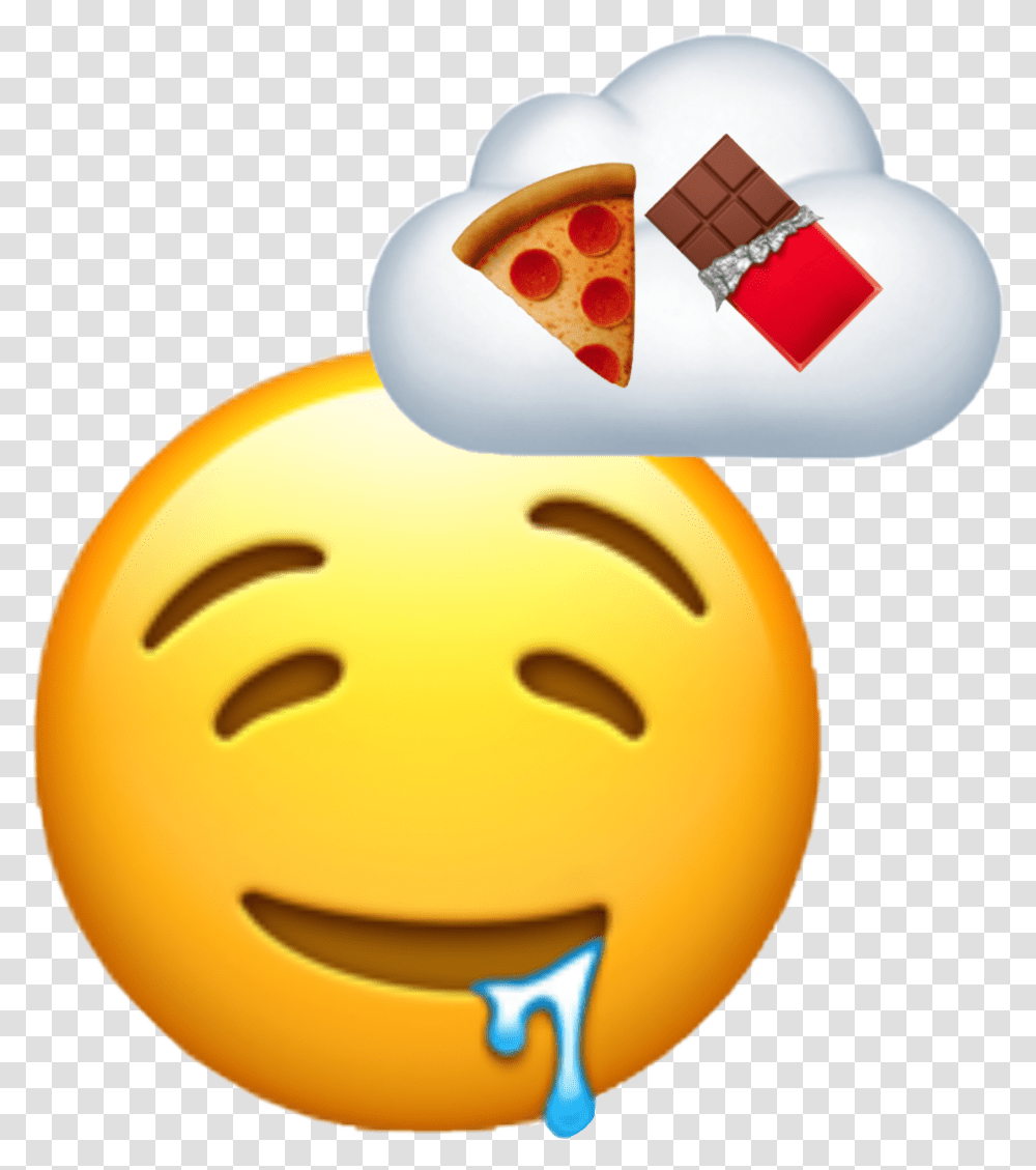 Emoji Drool Droolemoji Food Foodemoji Thinking Pizza, Toy, Label, Sweets Transparent Png