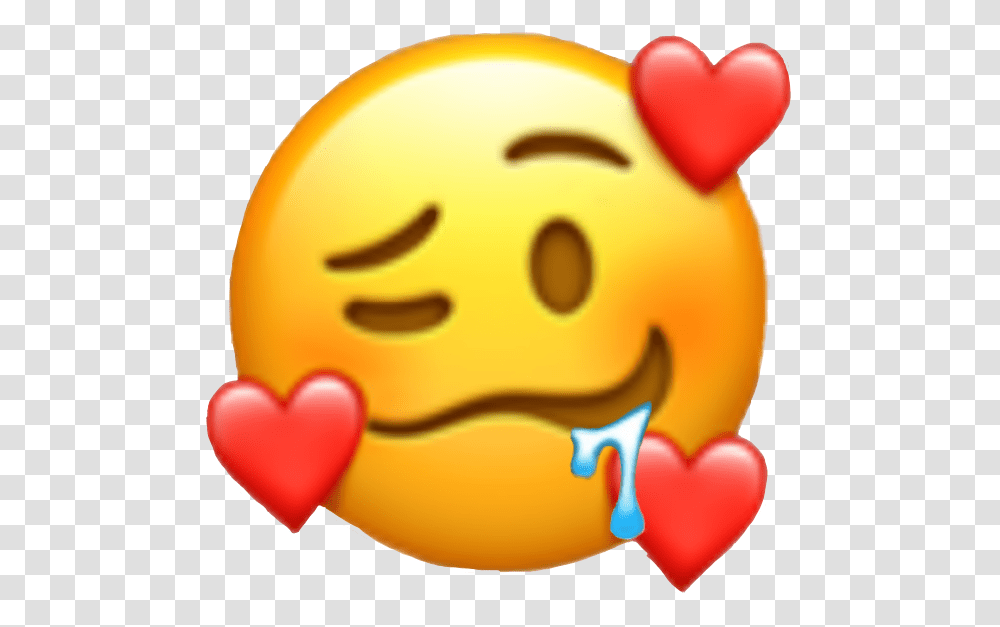 Emoji Drooling Hearts Drool Pleasing Pleased Cute Emojis, Sweets, Food, Animal, Outdoors Transparent Png