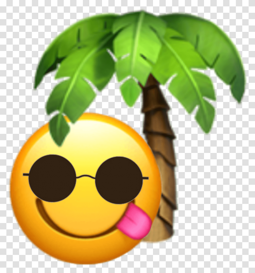 Emoji Emojibeach Emojiiphone Emojiandroid Beach Iphone Palm Tree Emoji, Plant, Fruit, Food, Citrus Fruit Transparent Png