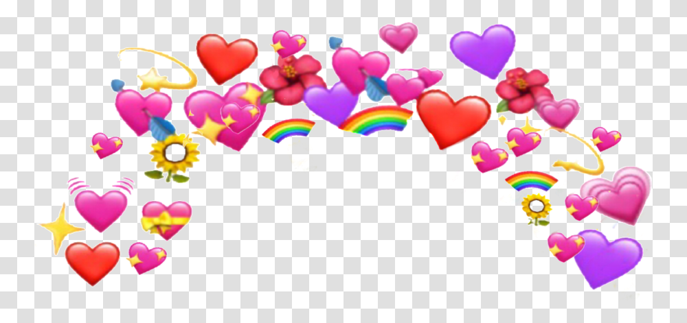 Emoji Emojis Purple Hearts Purpleheart Crown Heart Emoji Meme, Crowd Transparent Png