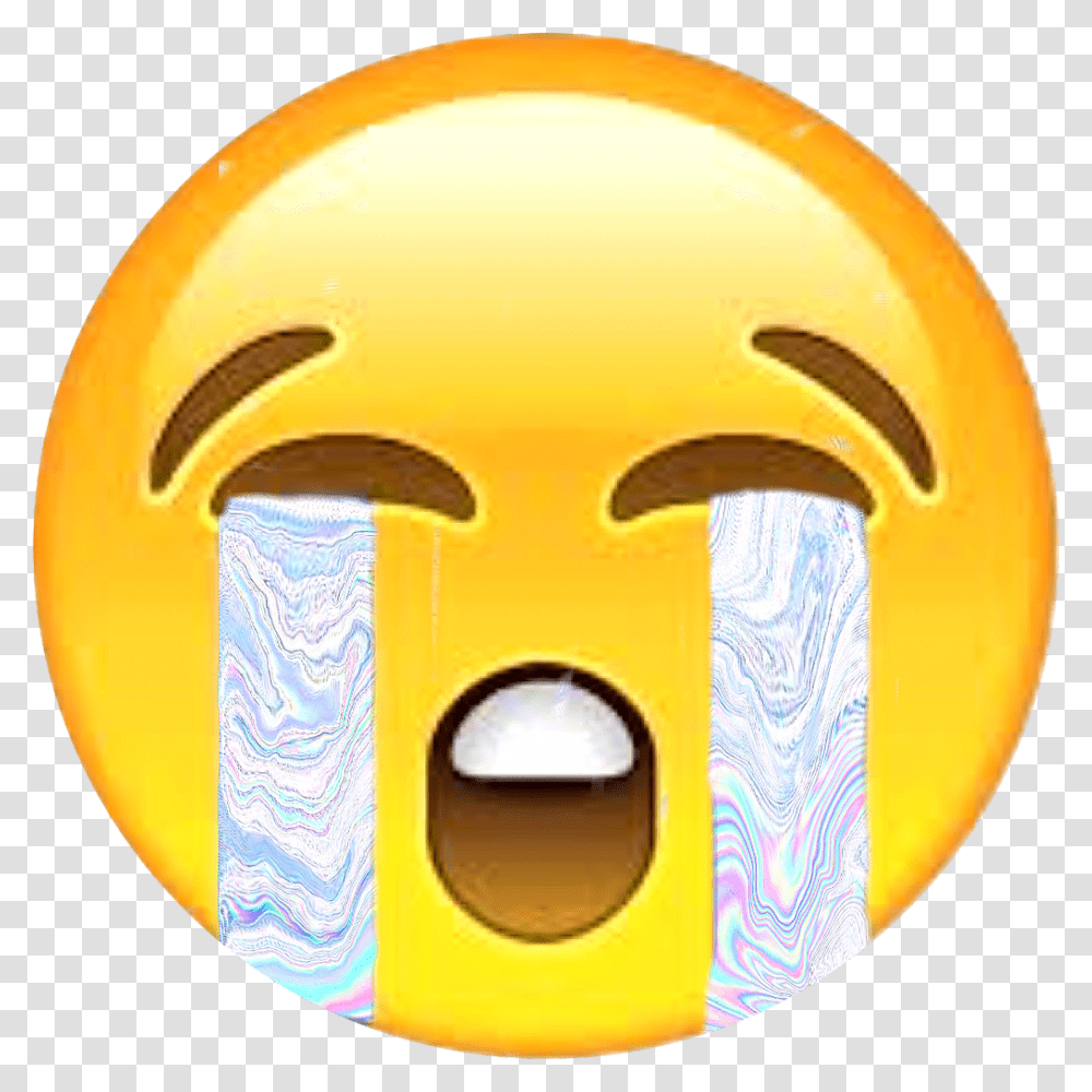 Emoji Emojisticker Sademoji Sad Crying Cryingemoji Crying, Helmet, Apparel, Pac Man Transparent Png