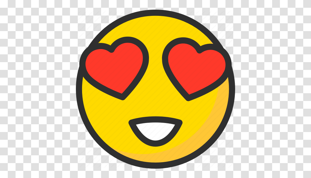 Emoji Emoticon Eyes Face Heart Emoji Faces In Love, Pac Man, Label, Text, Pillow Transparent Png