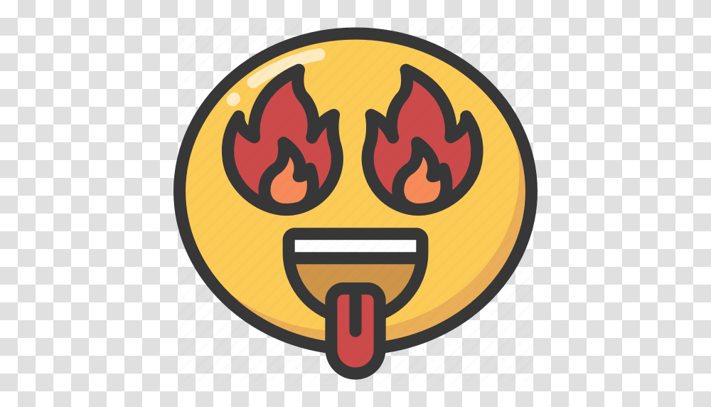 Emoji Emoticon Eyes Fire Flame Hot Lust Emoji, Text, Symbol, Scale, Transportation Transparent Png