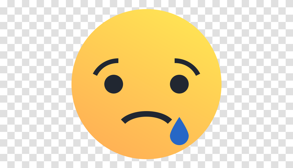 Emoji Emoticon Reaction Sad Tear Icon Sad React Facebook, Tennis Ball, Giant Panda, Pac Man, Cutlery Transparent Png