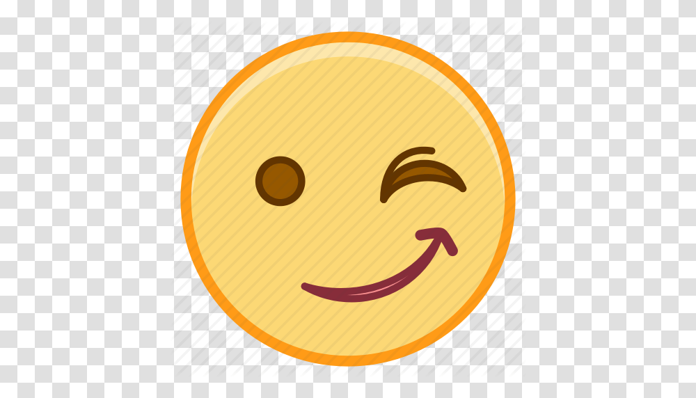 Emoji Emotion Face Smile Wink Icon, Label, Food, Plant Transparent Png