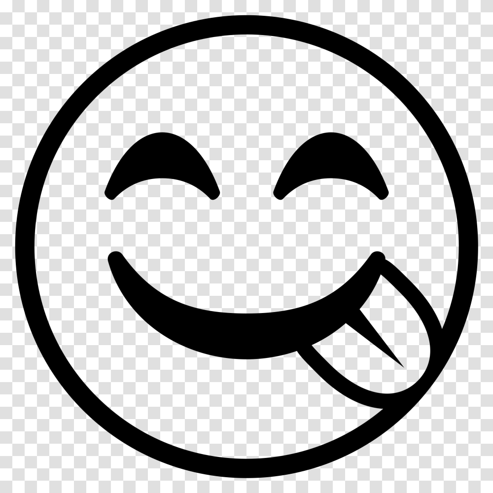 Emoji Facebook Emoticons Black Smiley Face Tongue Out, Gray, World Of Warcraft Transparent Png