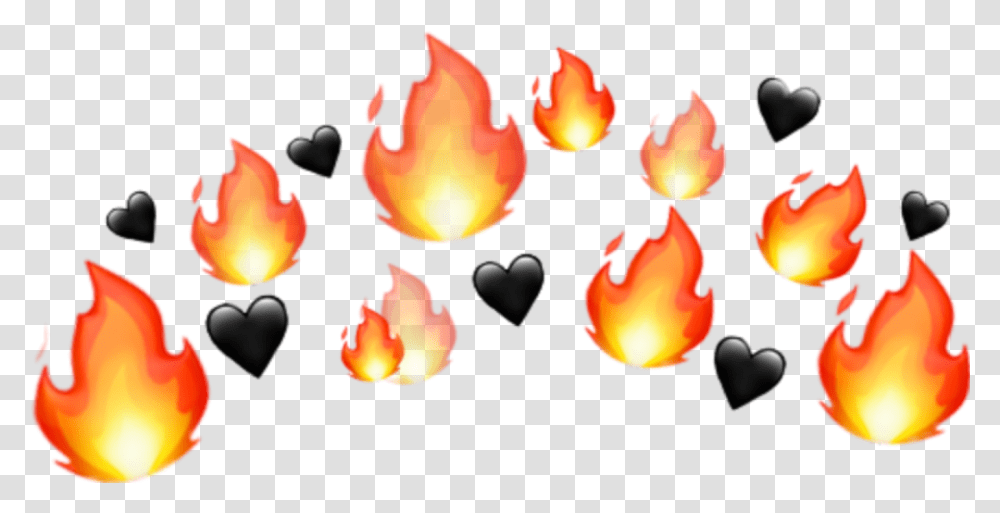 Emoji Fire Crown Black Heart S Sticker By You Look So Sexy Glasses, Flame Transparent Png