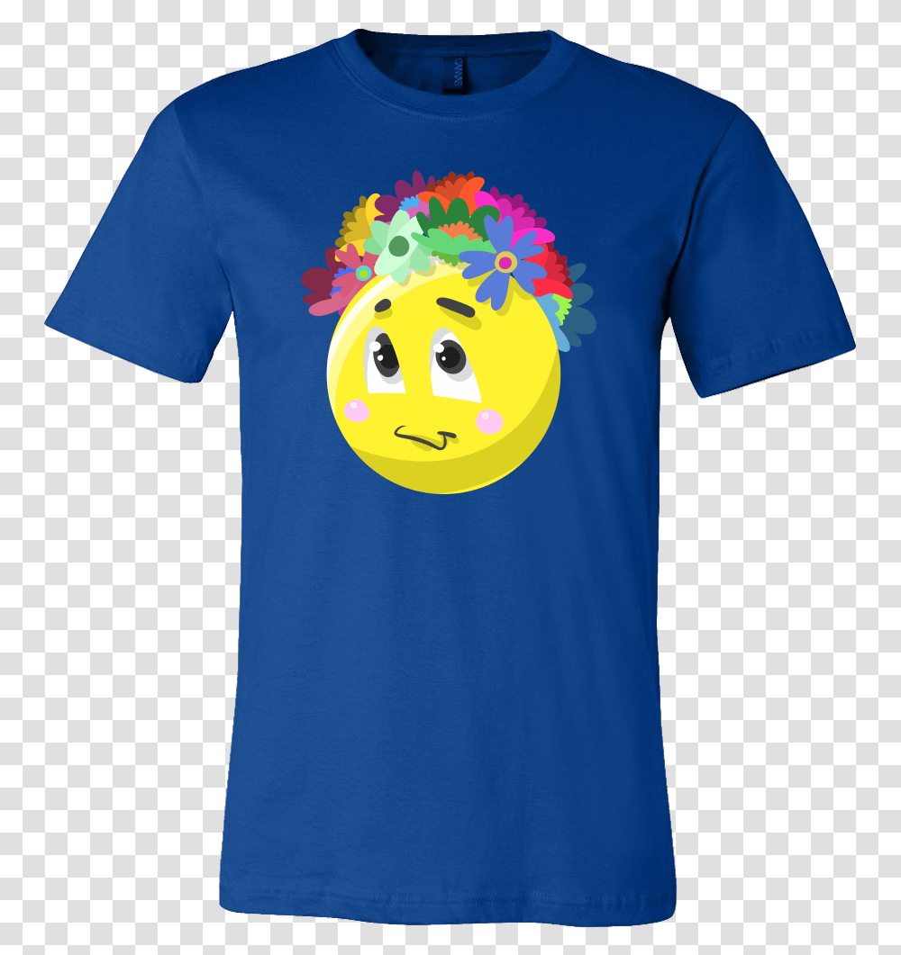 Emoji Flower Cute Face Emojis Flowery Crown T Shirt Funny Fantasy Football T Shirts, Clothing, Apparel, T-Shirt, Sleeve Transparent Png