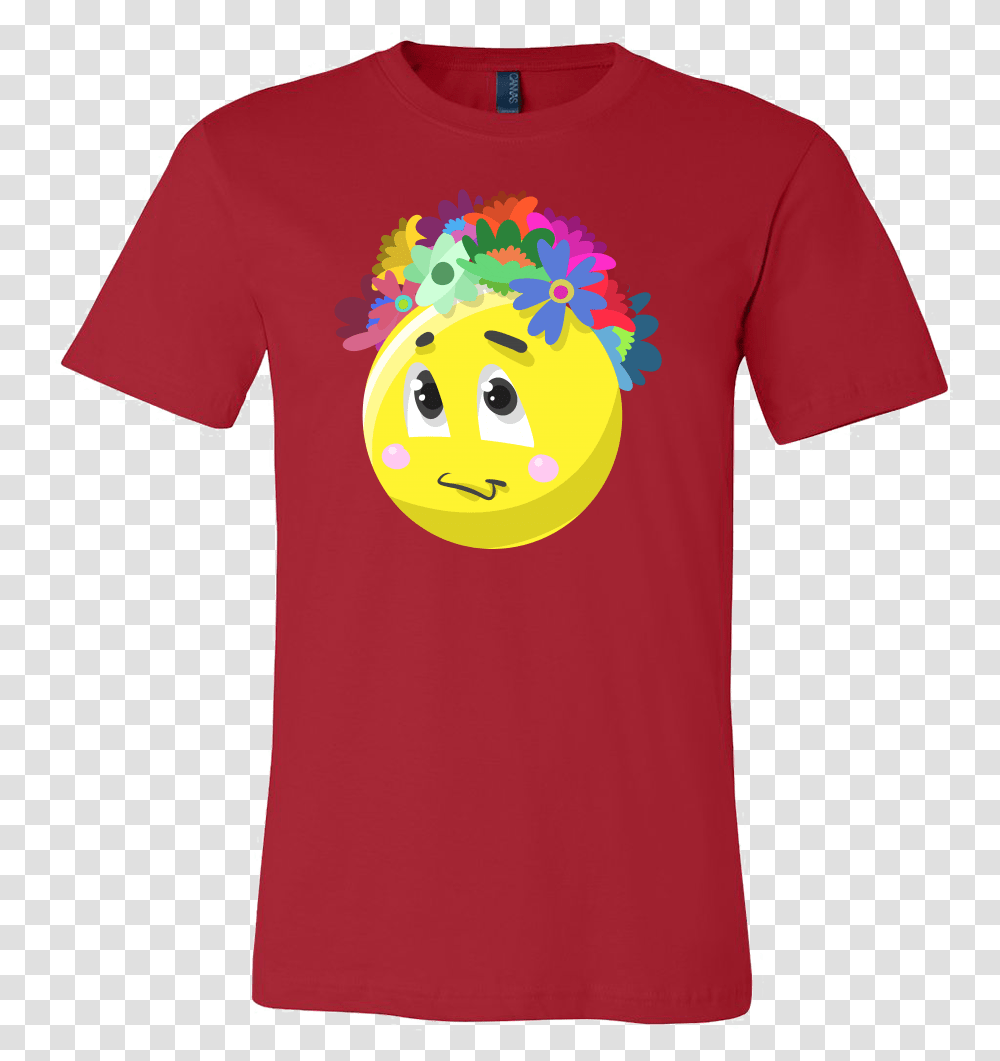 Emoji Flower Cute Face Emojis Flowery Crown T Shirt T Shirt, Apparel, T-Shirt, Plant Transparent Png