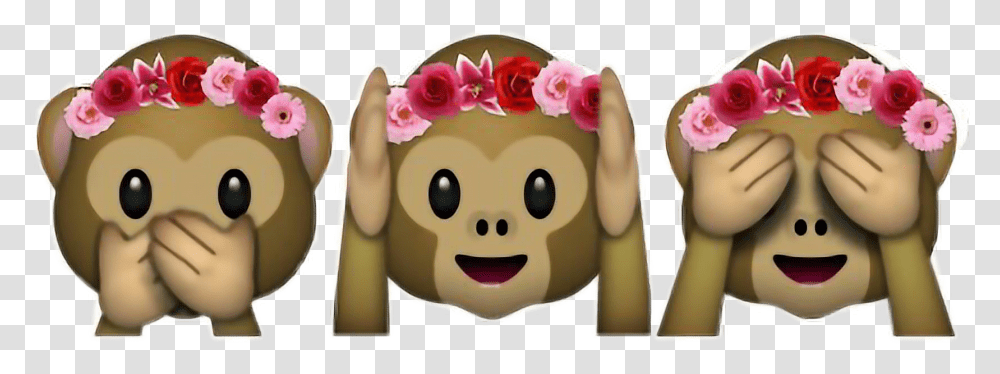Emoji Flower Flowercrown Emojis Monkey Monkeys Emoji, Apparel, Head, Food Transparent Png