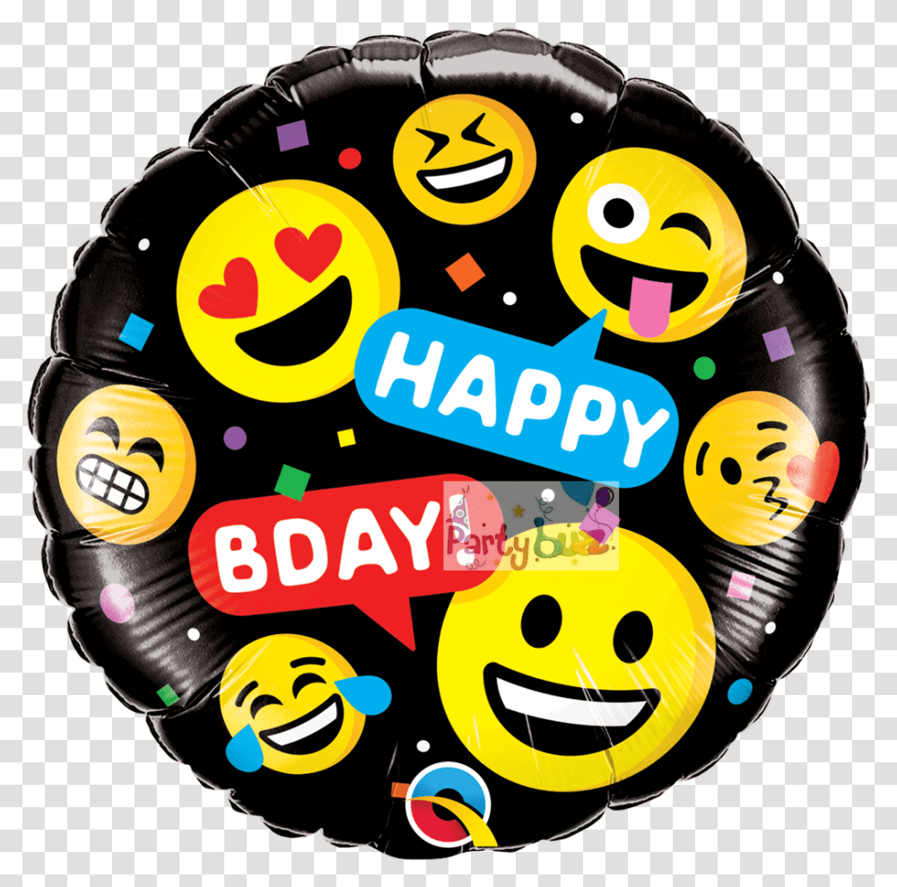 Emoji Funny Faces Foil Birthday Balloon Happy Birth Day Round, Dynamite Transparent Png