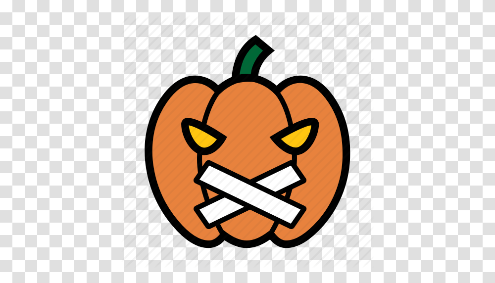 Emoji Halloween Jack O Lantern Pumpkin Quiet Silence Smiley Icon, Label, Sticker, Plant Transparent Png