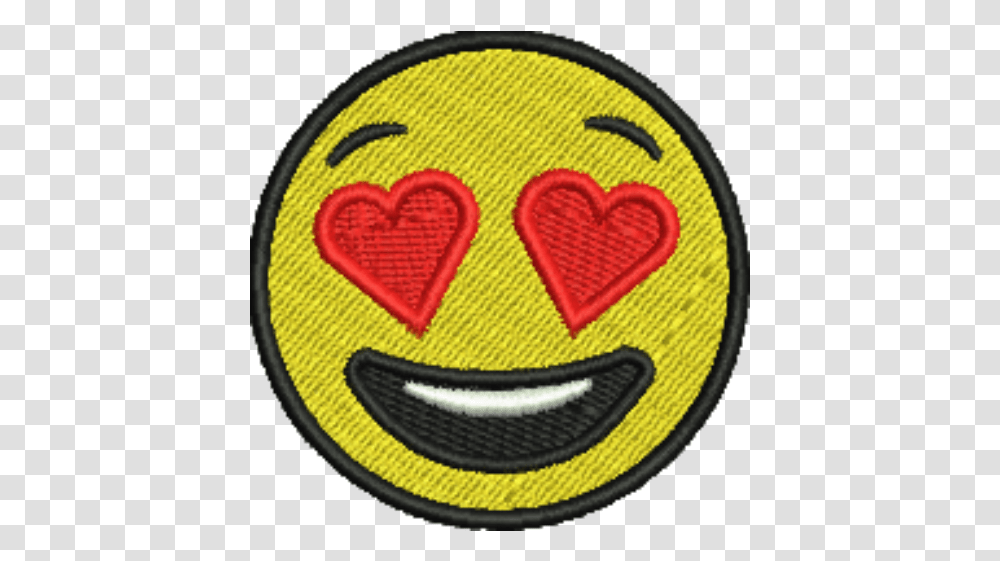 Emoji Heart Eyes Iron On Patch Emoji Science, Rug, Label, Text, Logo Transparent Png