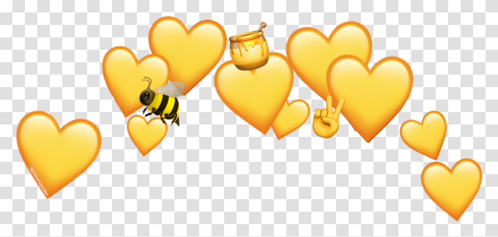 Emoji Heart Yellow Sticker Picsart Heart Yellow, Wasp, Bee, Insect, Invertebrate Transparent Png