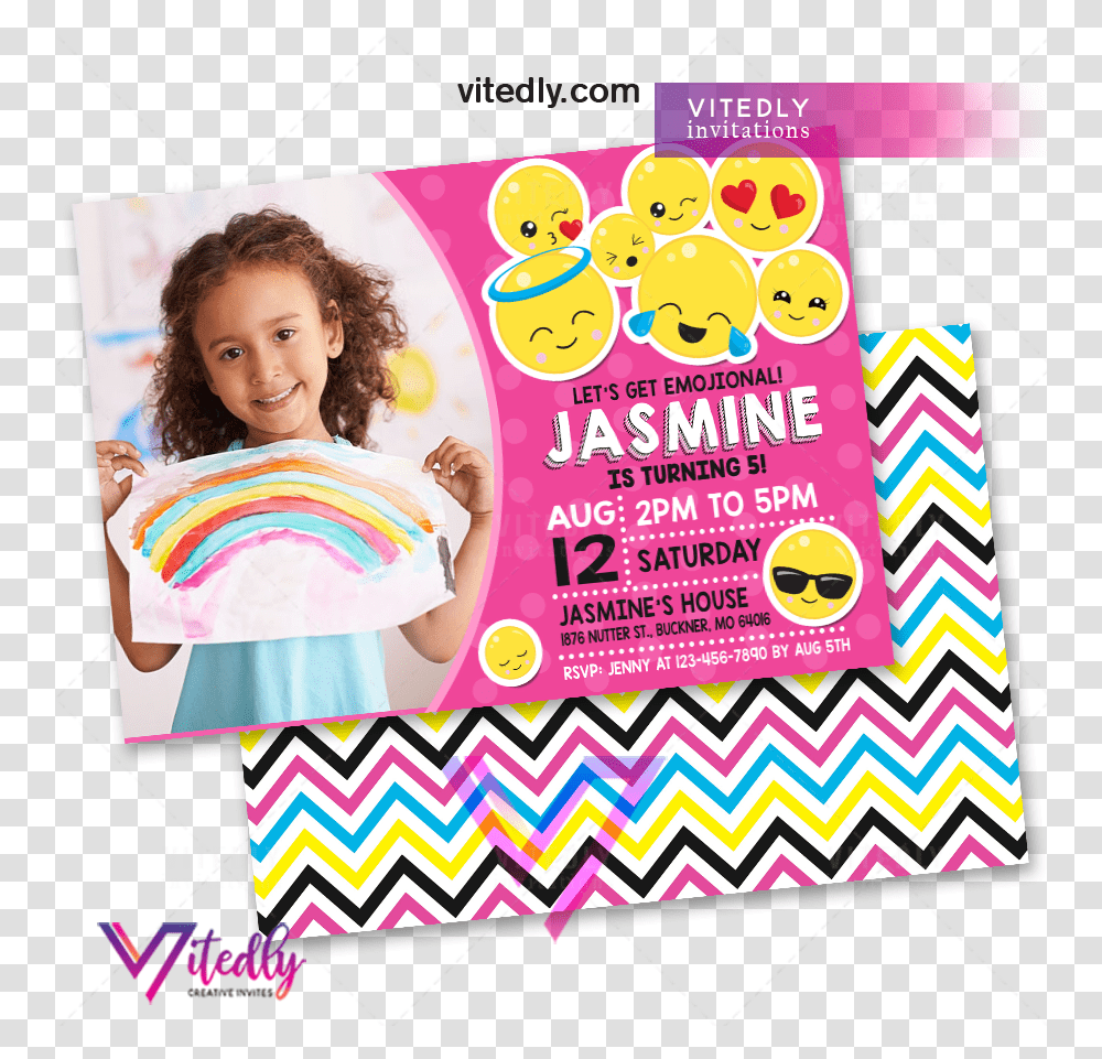 Emoji Invitation With Photo Emoticons - Vitedly Girl, Advertisement, Poster, Flyer, Paper Transparent Png