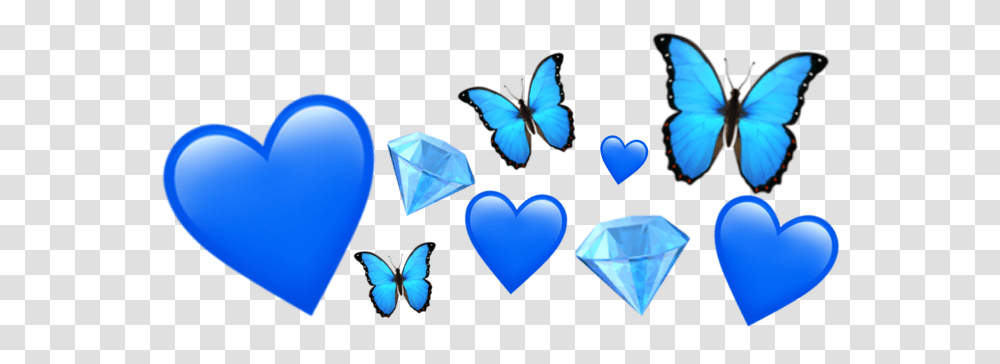 Emoji Iphone Blue Aesthetic Tumblr Crown Heart Heart, Insect, Invertebrate, Animal, Butterfly Transparent Png