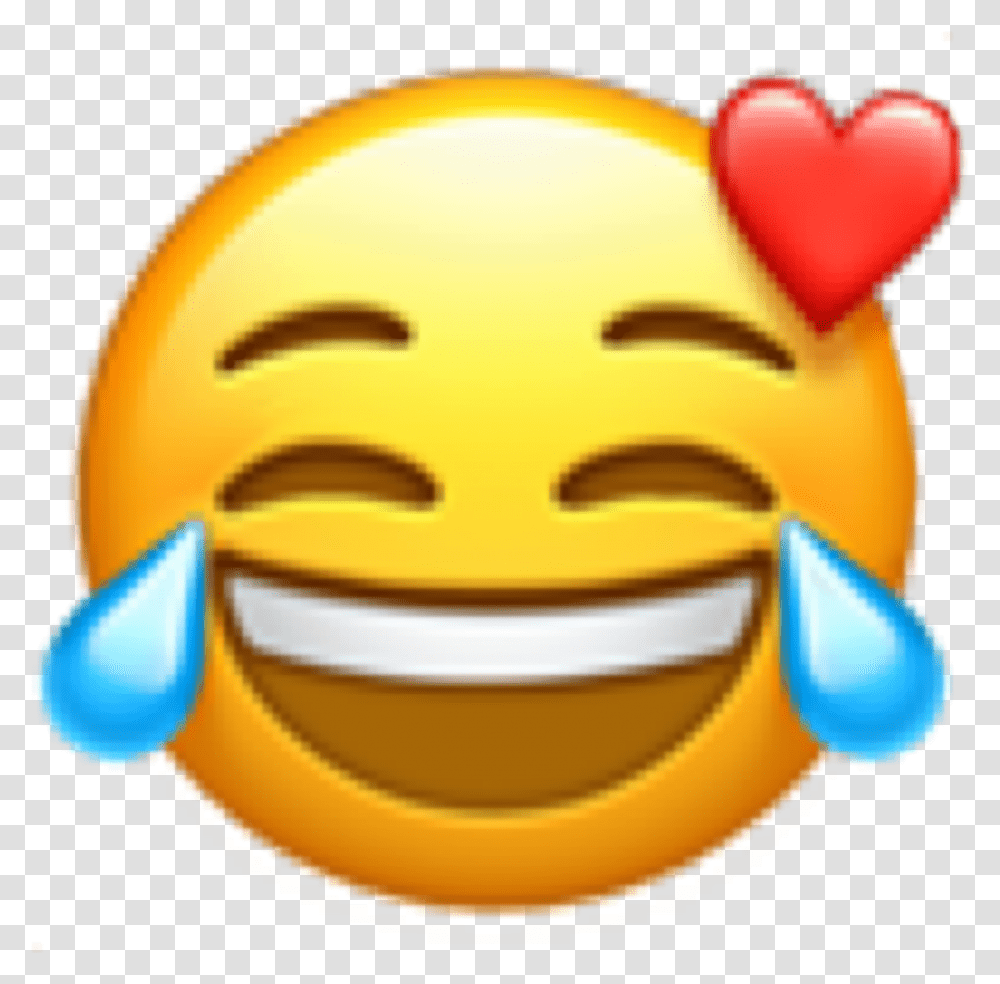 Emoji Laugh Love Crying Smiling Heart Sticker By Gg Laughing Emoji With Hearts, Helmet, Clothing, Apparel, Toy Transparent Png