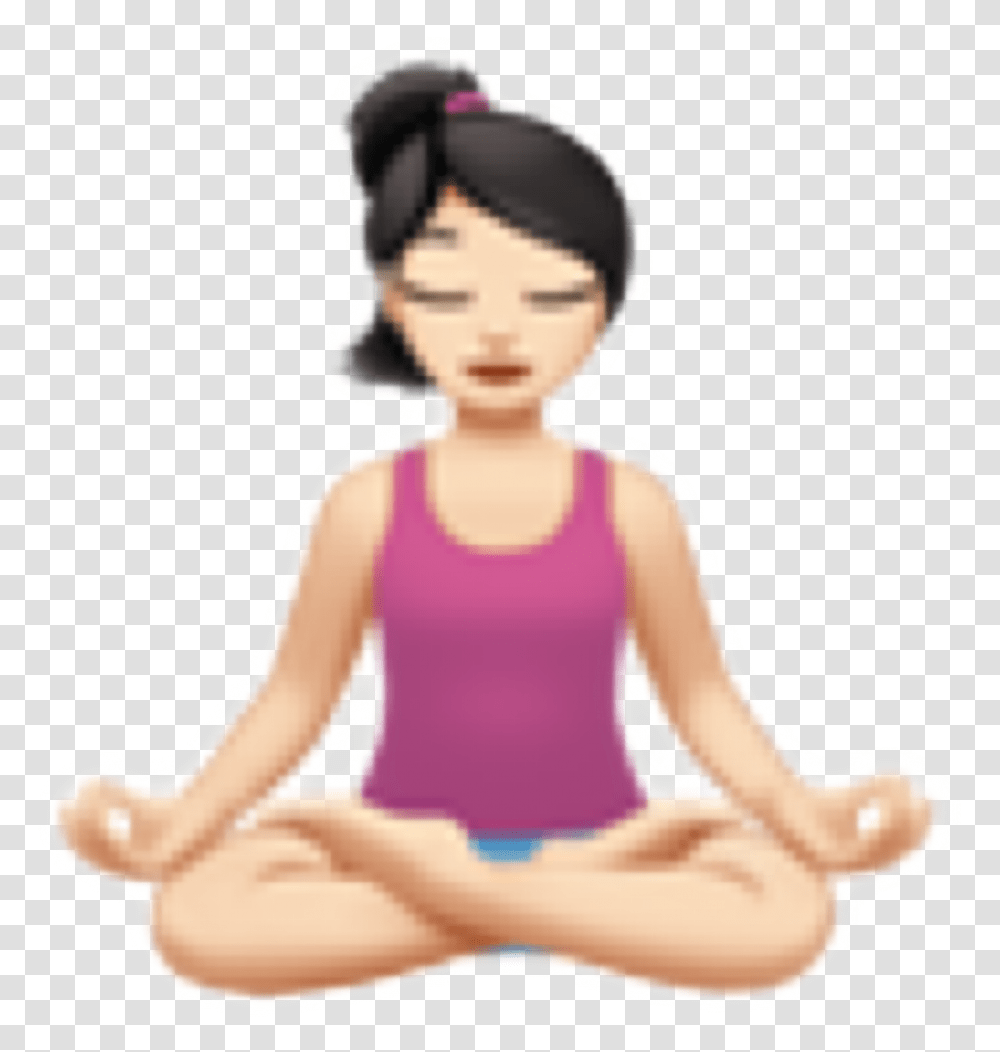 Emoji Meditation Girl Hobby Entspannung Yoga, Person, Human, Fitness, Working Out Transparent Png
