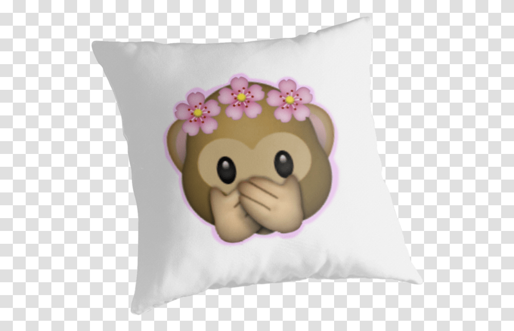 Emoji Monkey Flower Crown Edit By Zannahp Flower Emoji Flower Crown Monkey Emoji, Pillow, Cushion Transparent Png
