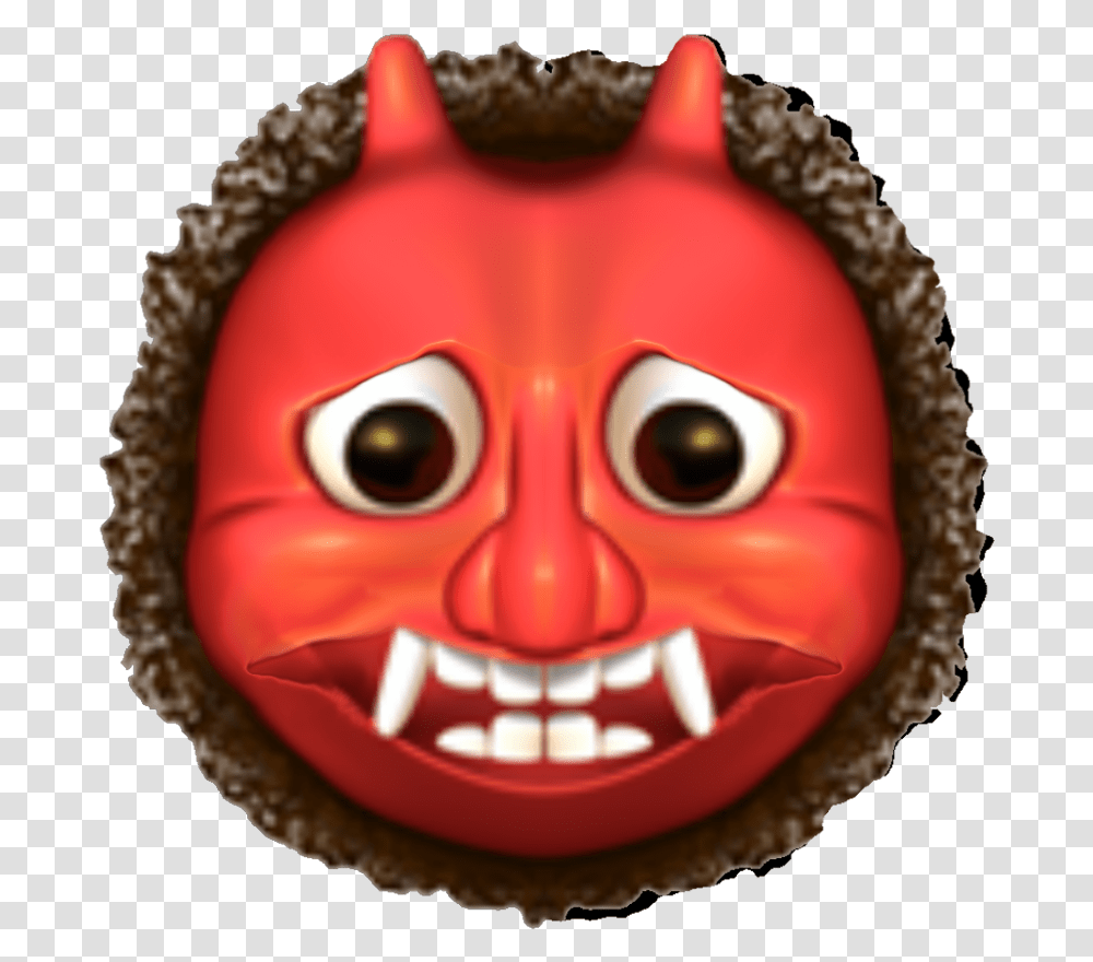 Emoji Oni Devil Demon Iosemoji Vampire Mask Evil Red Iphone Ogre Emoji, Birthday Cake, Dessert, Food, Produce Transparent Png