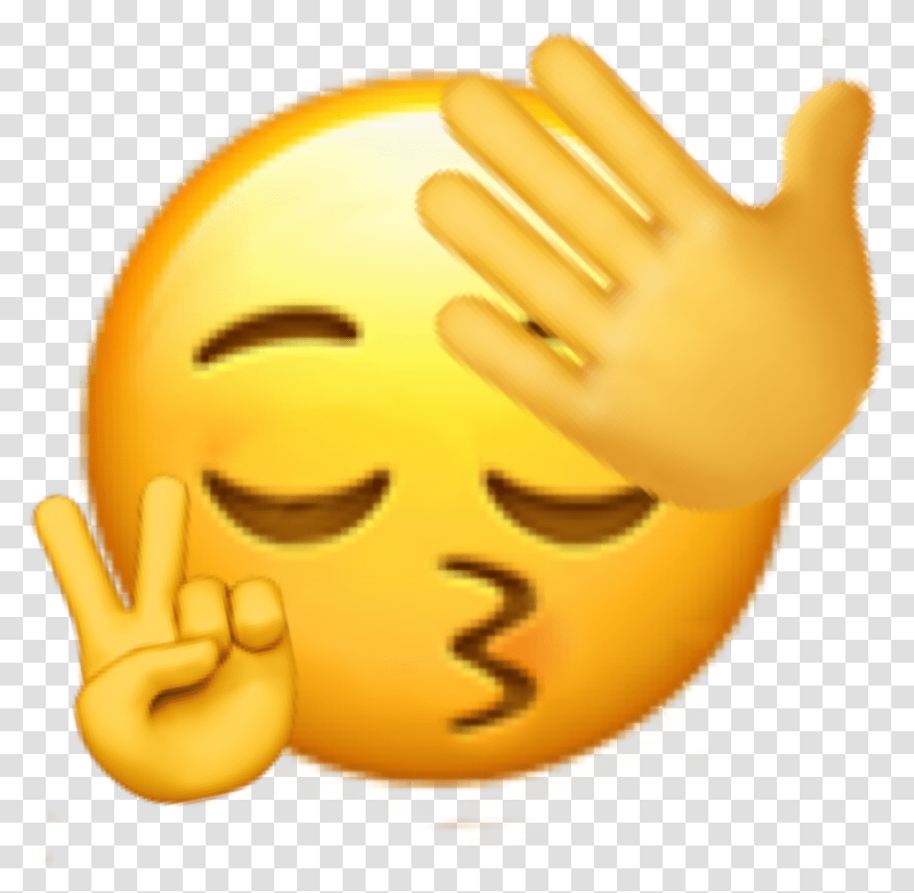Emoji Peace Bisexual Akward Meme Reaction Kiss Kissy Face Peace Sign Emoji, Toy, Sphere, Peel, Ball Transparent Png