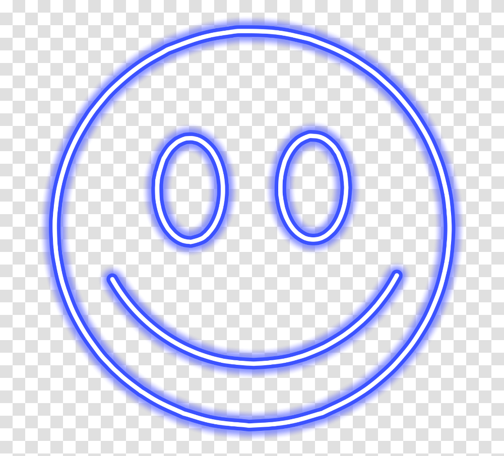 Emoji Smile Neon Blue Sticker Freetoedit Mimi Circle, Disk, Number Transparent Png
