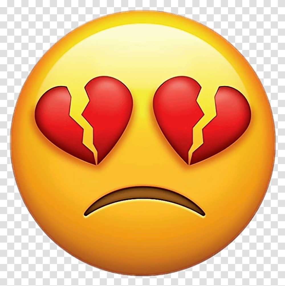 Emoji Sticker Broken Heart Eyes Emoji Full Size Sad Broken Heart Emoji, Logo, Symbol, Trademark, Angry Birds Transparent Png