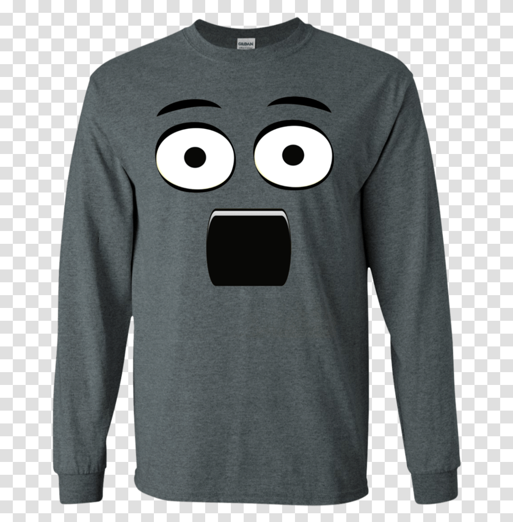 Emoji T Shirt With A Surprised Face And Open Mouth One Line T Shirt, Sleeve, Apparel, Long Sleeve Transparent Png