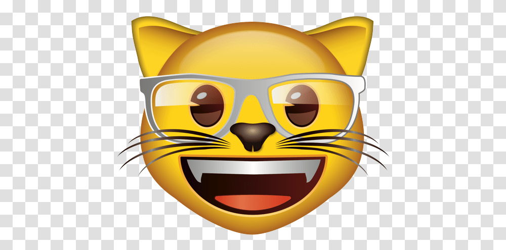 Emoji - The Official Brand Cat Face Nerd Fitz 0 Icon Cat Eye Heart, Helmet, Label, Text, Transportation Transparent Png