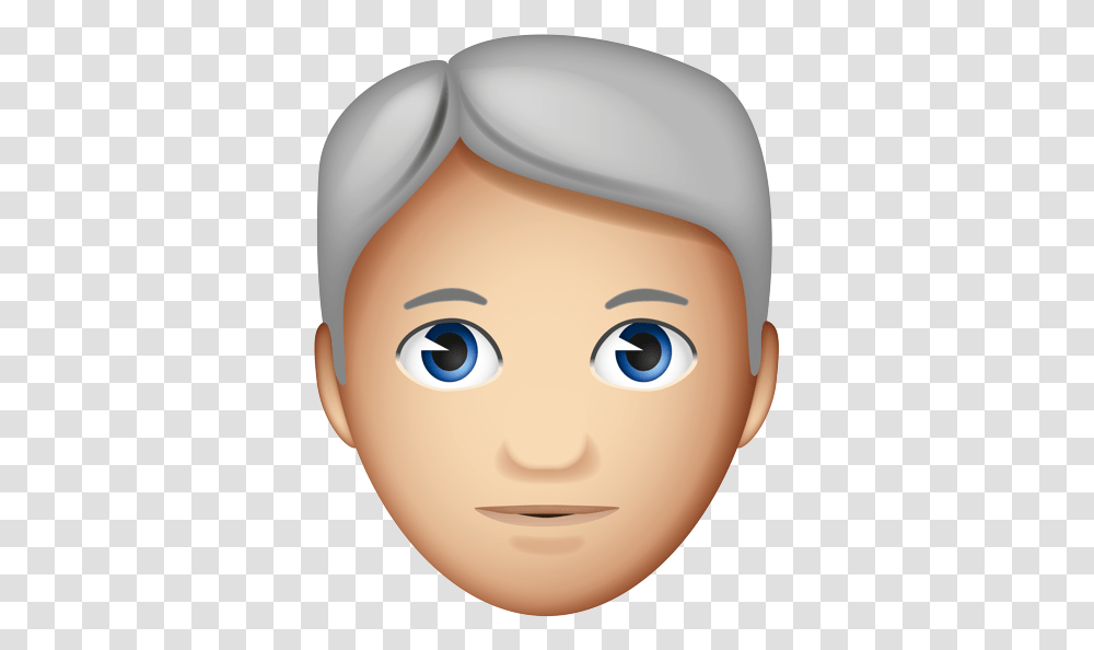 Emoji - The Official Brand Man White Hair Fitz 1 2 U Gray Hair Man Emoji, Head, Doll, Toy, Face Transparent Png