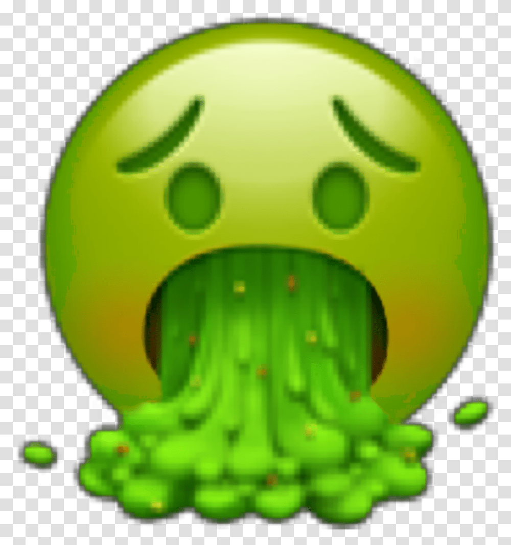 Emoji Whatsapp Ios Disgusting Asco Vomito Sick Vomit Emoji, Invertebrate, Animal, Sea Life, Green Transparent Png