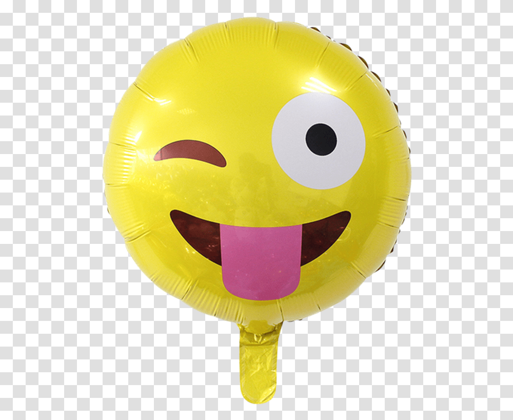 Emoji Wink Balo Metalizado Emoji, Ball, Balloon, Inflatable, Toy Transparent Png