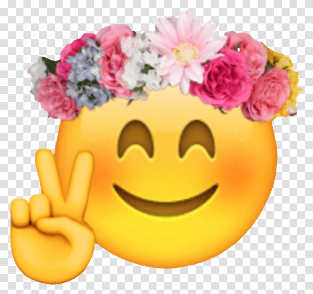 Emoji With Flower Crown Download Flower Crown Emoji, Birthday Cake, Dessert, Food, Plant Transparent Png