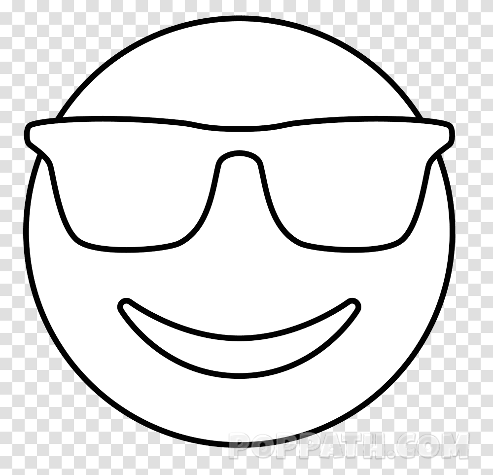 Emoji With Glasses Black And White, Sunglasses, Accessories, Label Transparent Png