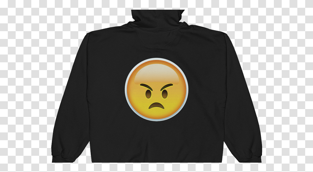 Emoji Zip Hoodie Angry Face Just Smiley, Clothing, Apparel, Sleeve, Long Sleeve Transparent Png