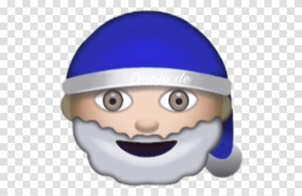 Emojis Emoji Blue Azul Santaclaus Santa Papanoel Emoji Do Papai Noel, Helmet, Hat, Cap Transparent Png