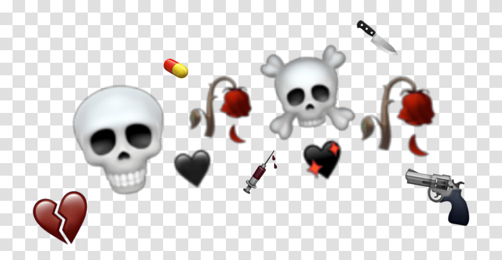 Emojis Heart Skull Knife Pill Rose Aesthetic Grung Edgy Aesthetic Emoji Combo, Giant Panda, Animal, Performer, Gun Transparent Png