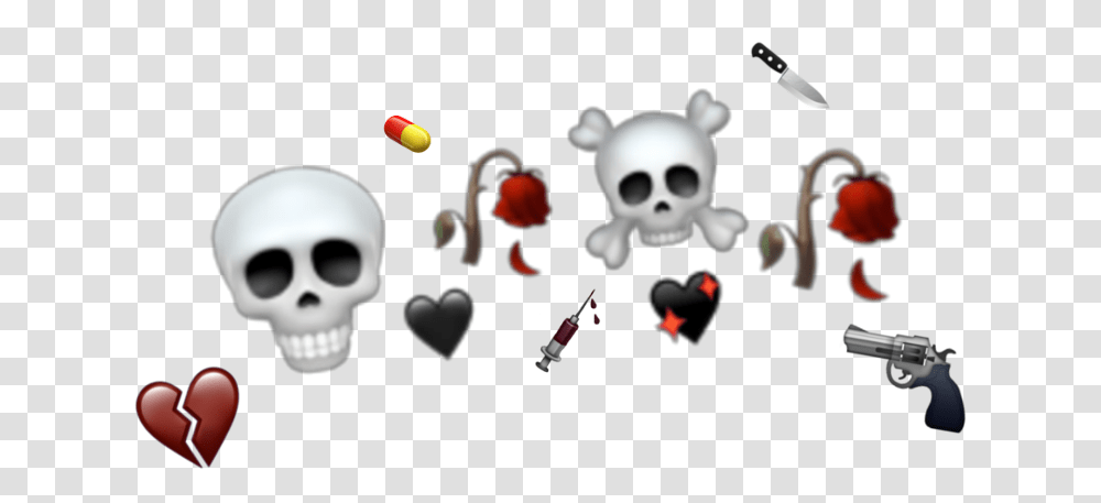 Emojis Heart Skull Knife Pill Rose Aesthetic Skull, Giant Panda, Mammal, Animal, Medication Transparent Png