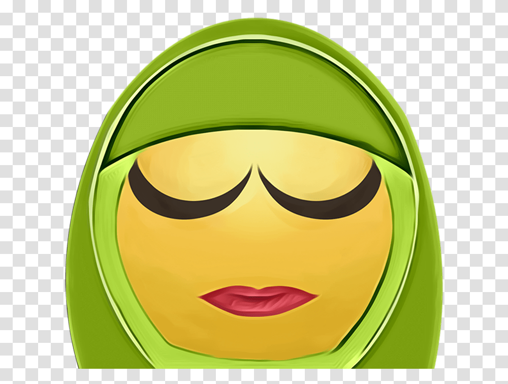Emoticon Clipart Hijab Muslim Woman Smiley Scarf Smiley Hijab, Plant, Helmet, Food Transparent Png