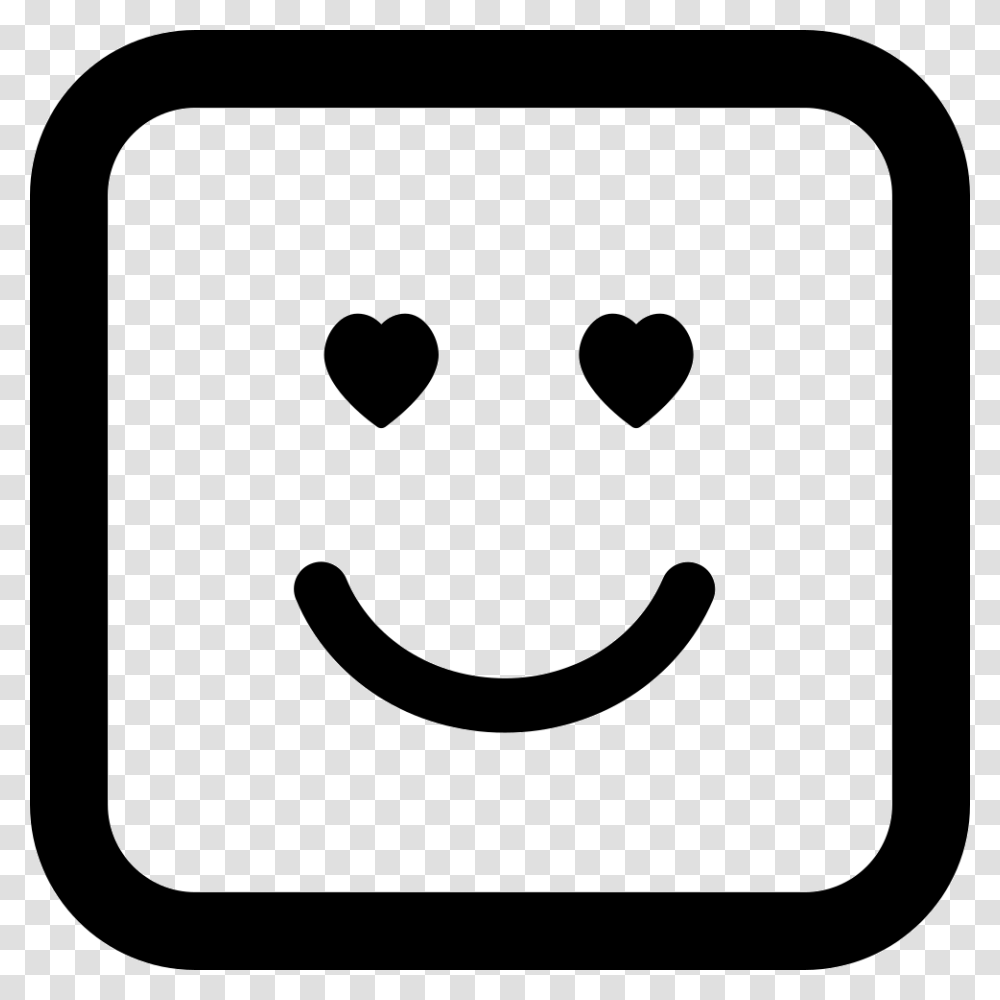 Emoticon In Love Face With Heart Shaped Eyes In Square Outline, Stencil, Apparel Transparent Png