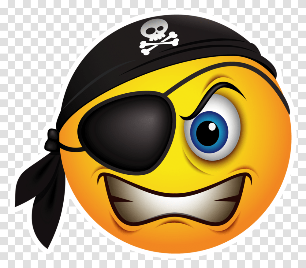 Emoticon Piracy Smiley Pirate Emoji Hd Image Free Pirate Emoji, Helmet, Label, Outdoors Transparent Png