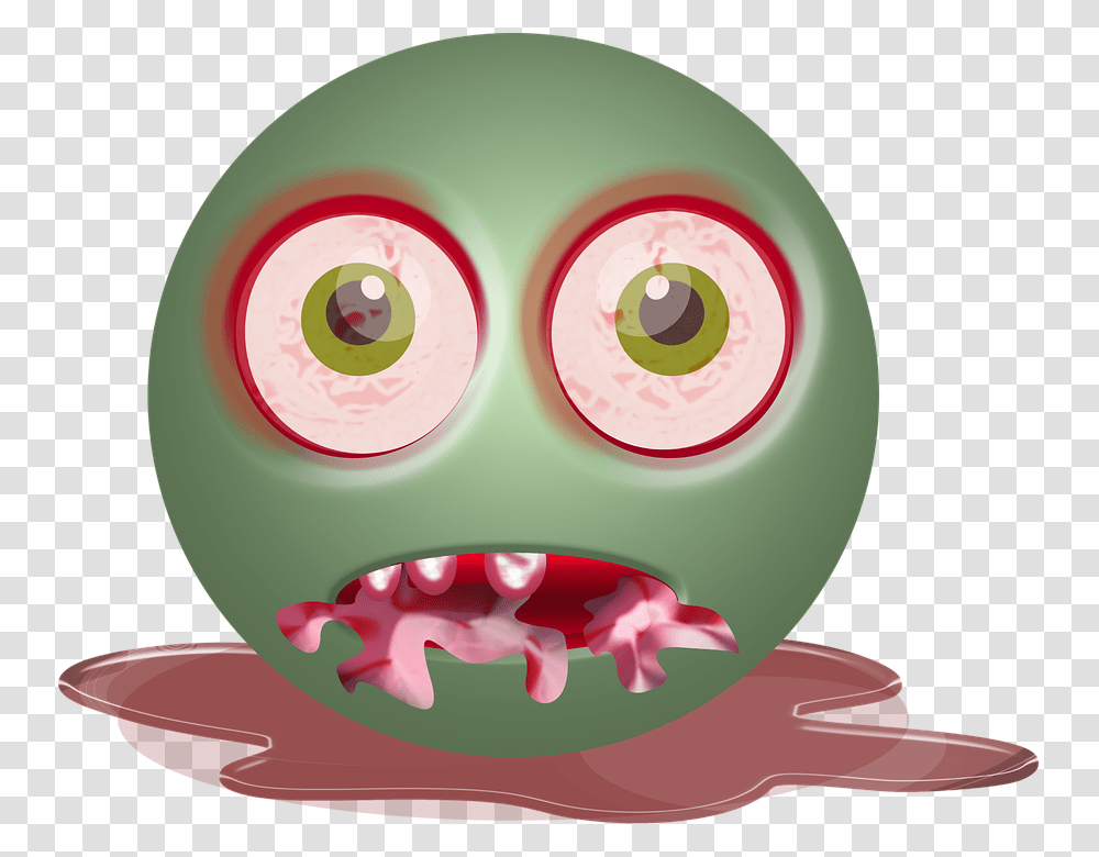 Emoticon Smiley Zombie Dead Halloween Face Halloween Face Cartoon, Plant, Birthday Cake, Food, Fruit Transparent Png