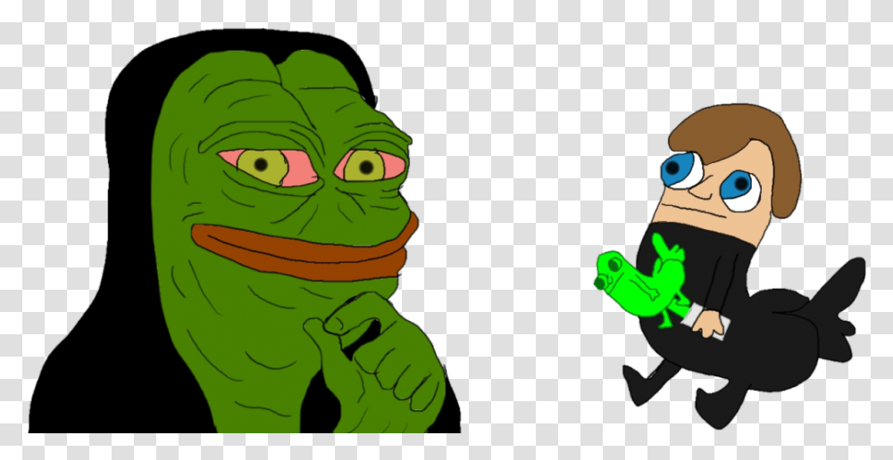 Emperor Pepe And Luke Dickbutt Cartoon, Green, Animal, Hand Transparent Png