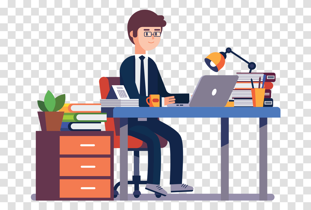 Employee Clipart Computer Worker Office Clipart, Standing, Laptop, Electronics, Sitting Transparent Png